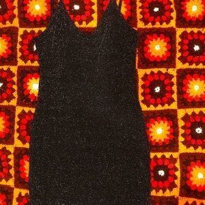 Black Sheer Strappy Textured Glitter Bodycon Dress